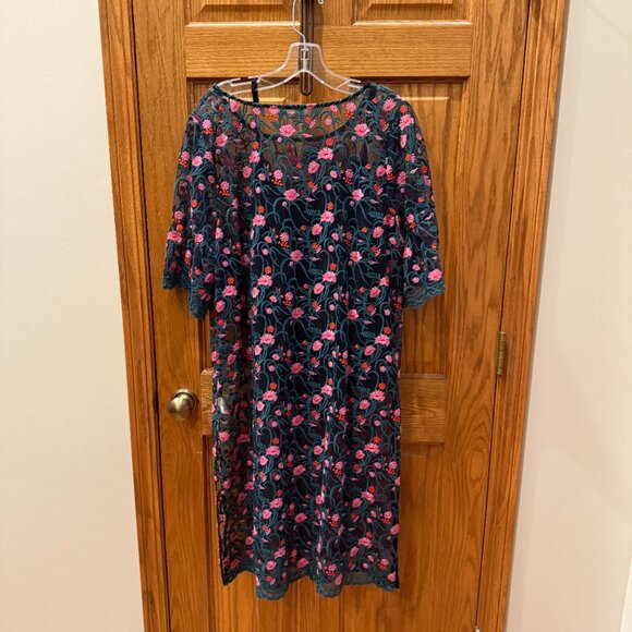 Anthropologie Moulinette Soeurs Sheer Floral Embroidered Dress SZ XL - Picture 4 of 9